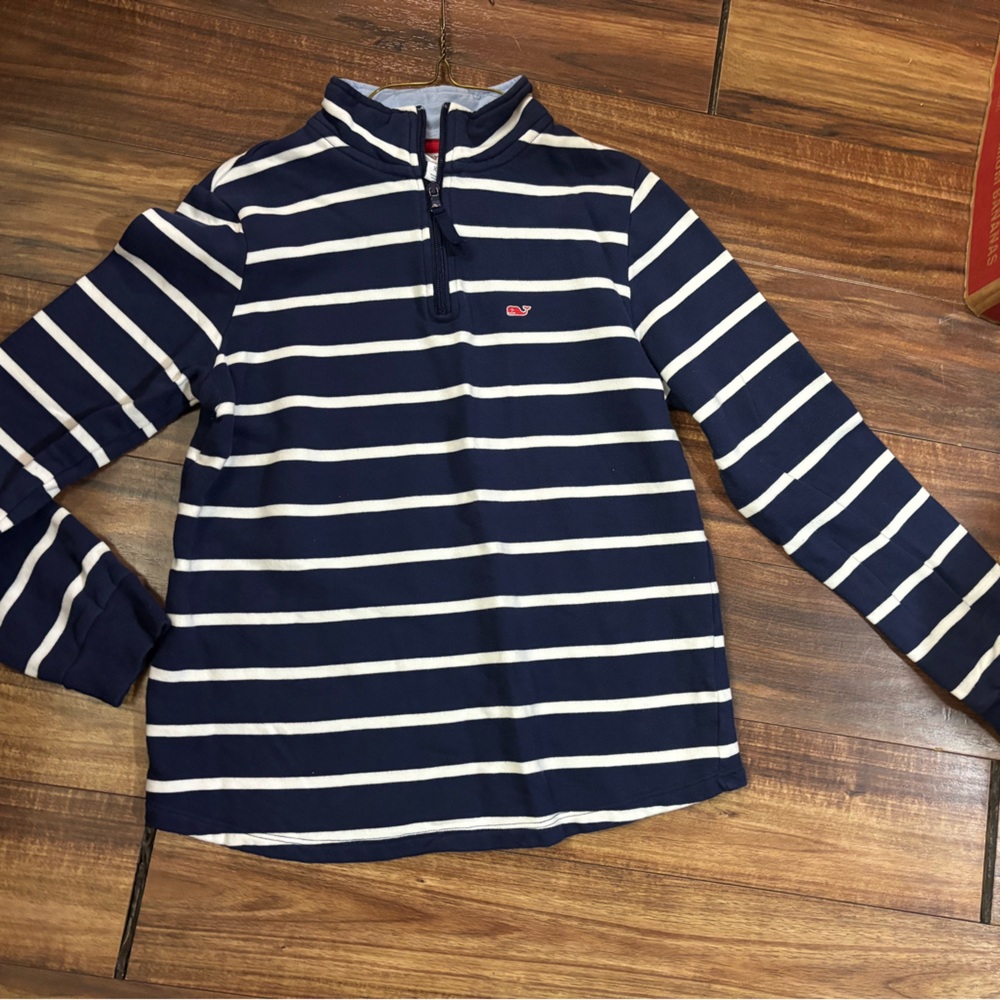 Vineyard vines target collab xs blue white striped 1/4 zip fleece pullover